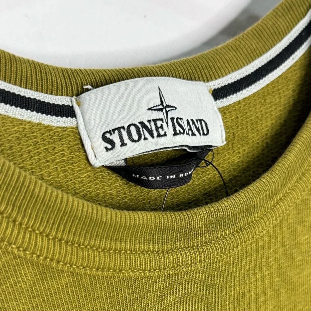 Stone Island Crewneck Sweatshirt Yellow Green Men’s Size Medium - Picture 2 of 7